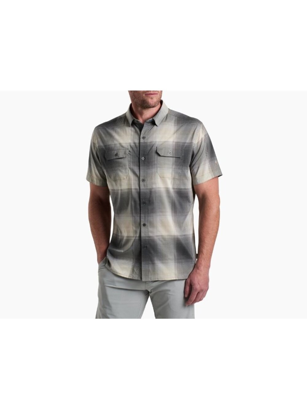 Kuhl Men’s Response Short Sleeve Plaid Button Down Shirt Outdoor Hiking Medium